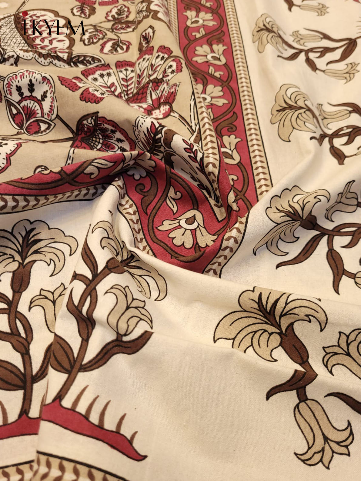 Cream and Red -Bed Spread