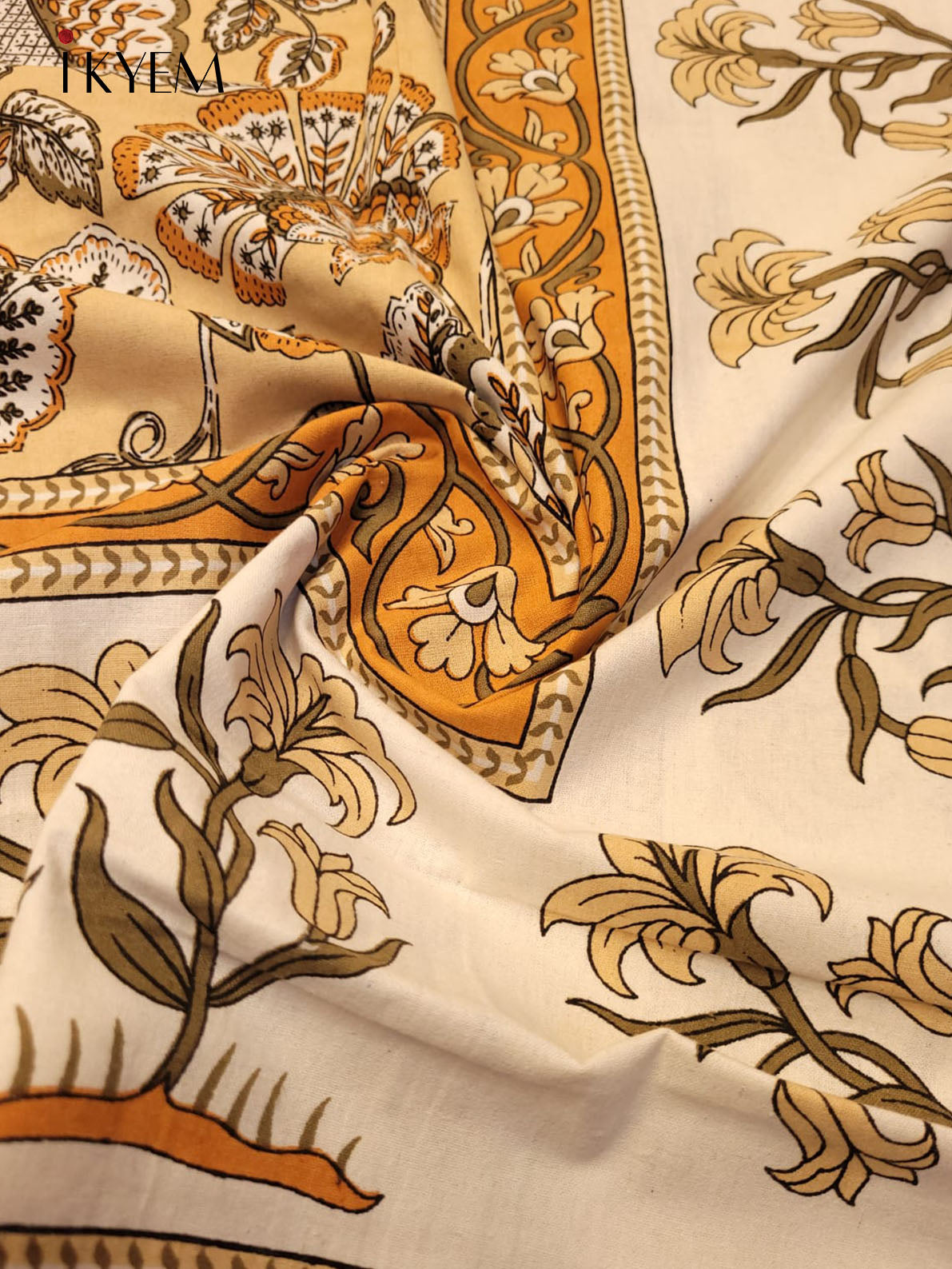 Cream and Orange - Bed Spread