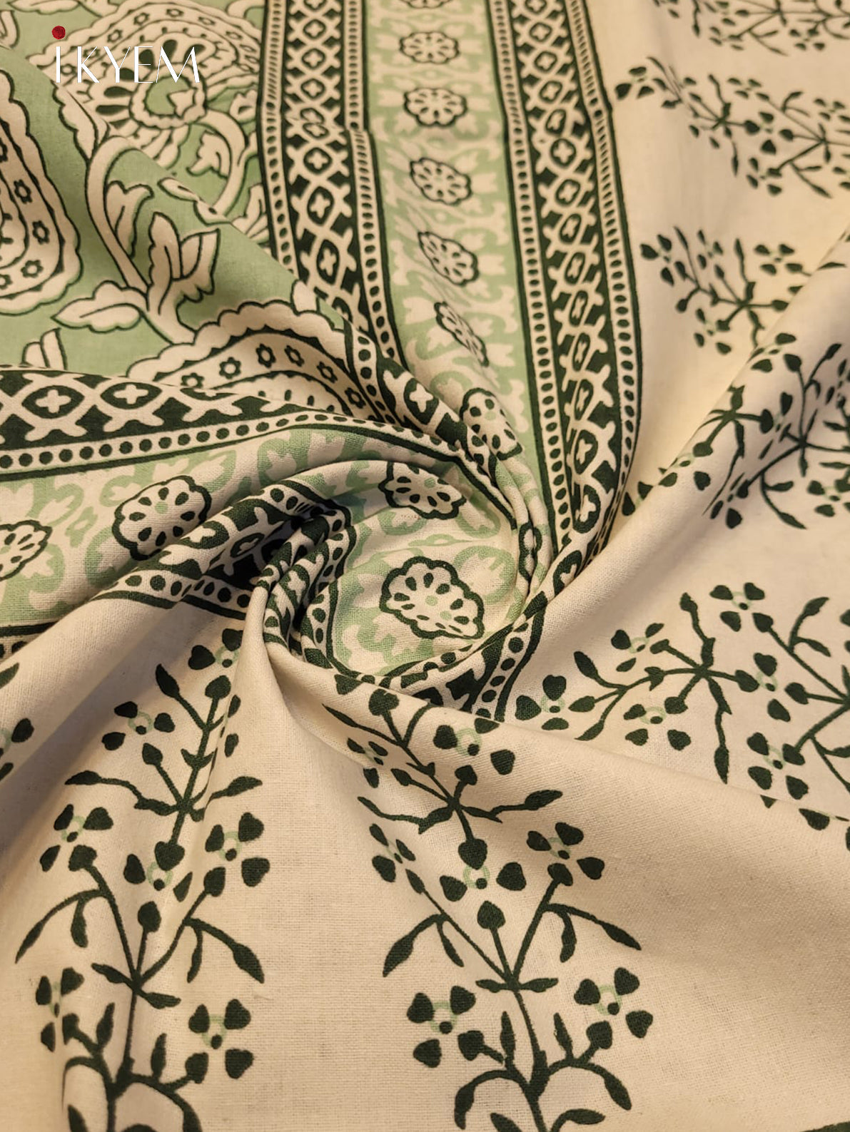 Cream & Green - Bed Spread