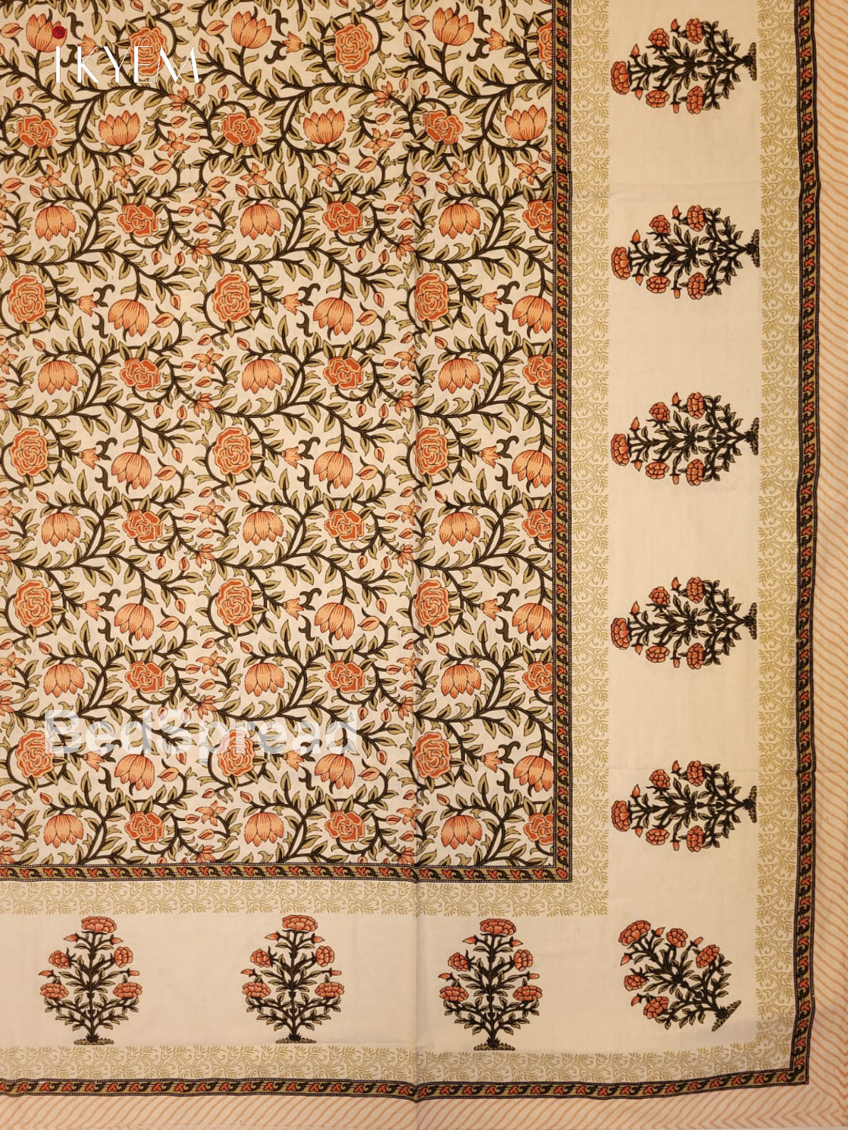 Cream & Peach - Bed Spread