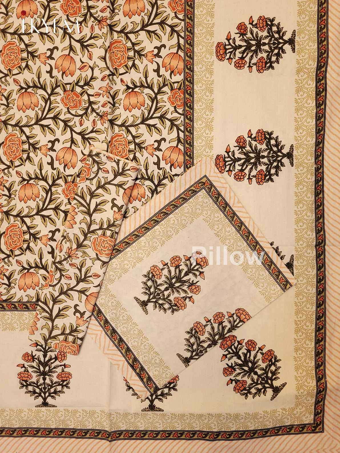 Cream & Peach - Bed Spread