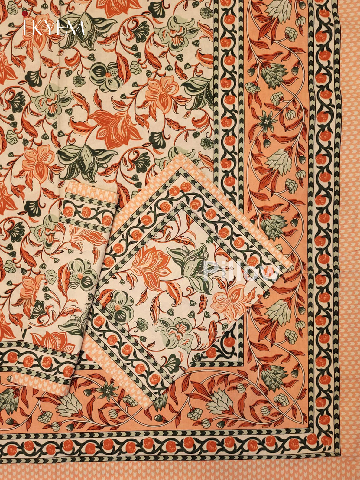 Cream & Peach - Bed Spread