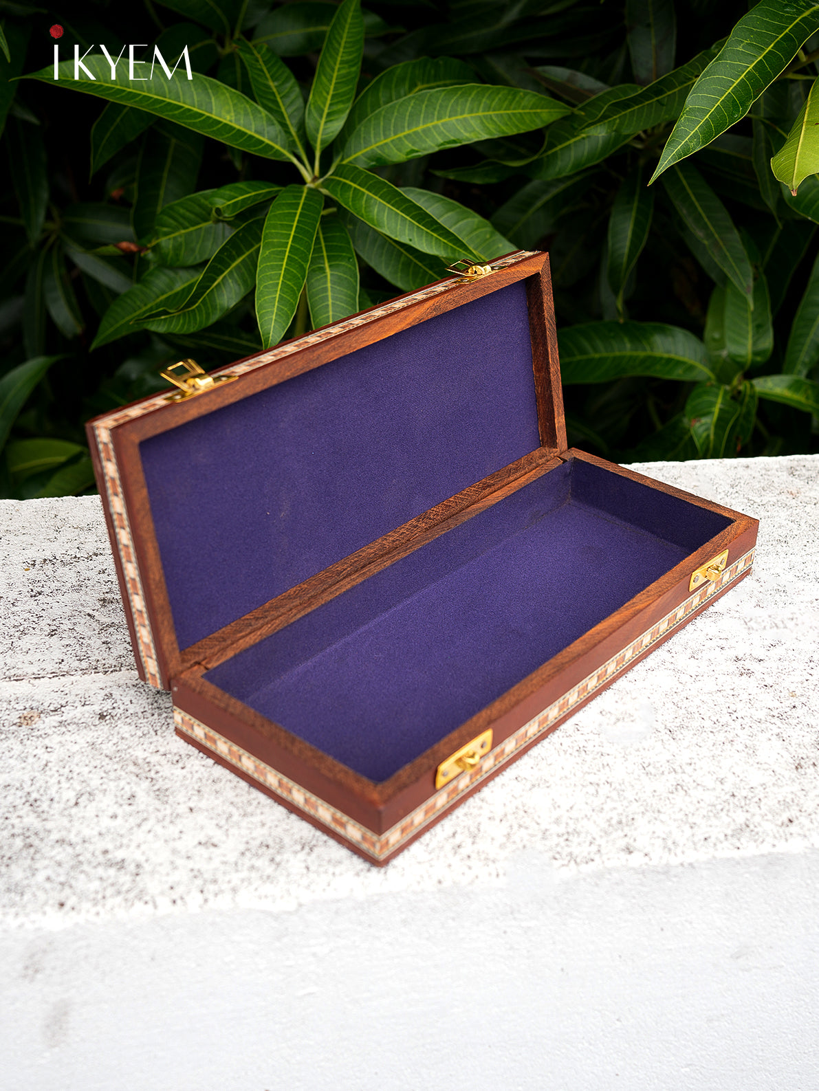 Wooden Storage Box with pebbles