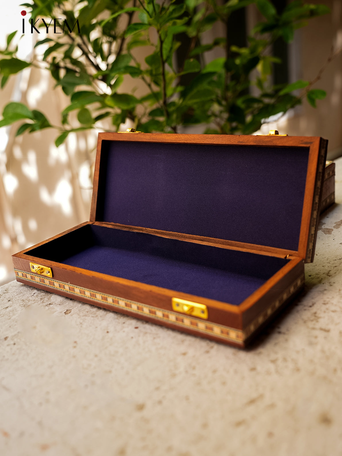 Wooden Storage Box With Pebbles