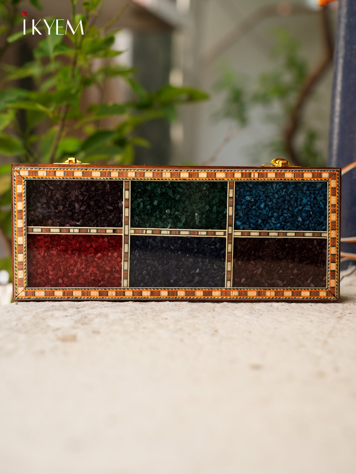 Wooden Storage Box With Pebbles