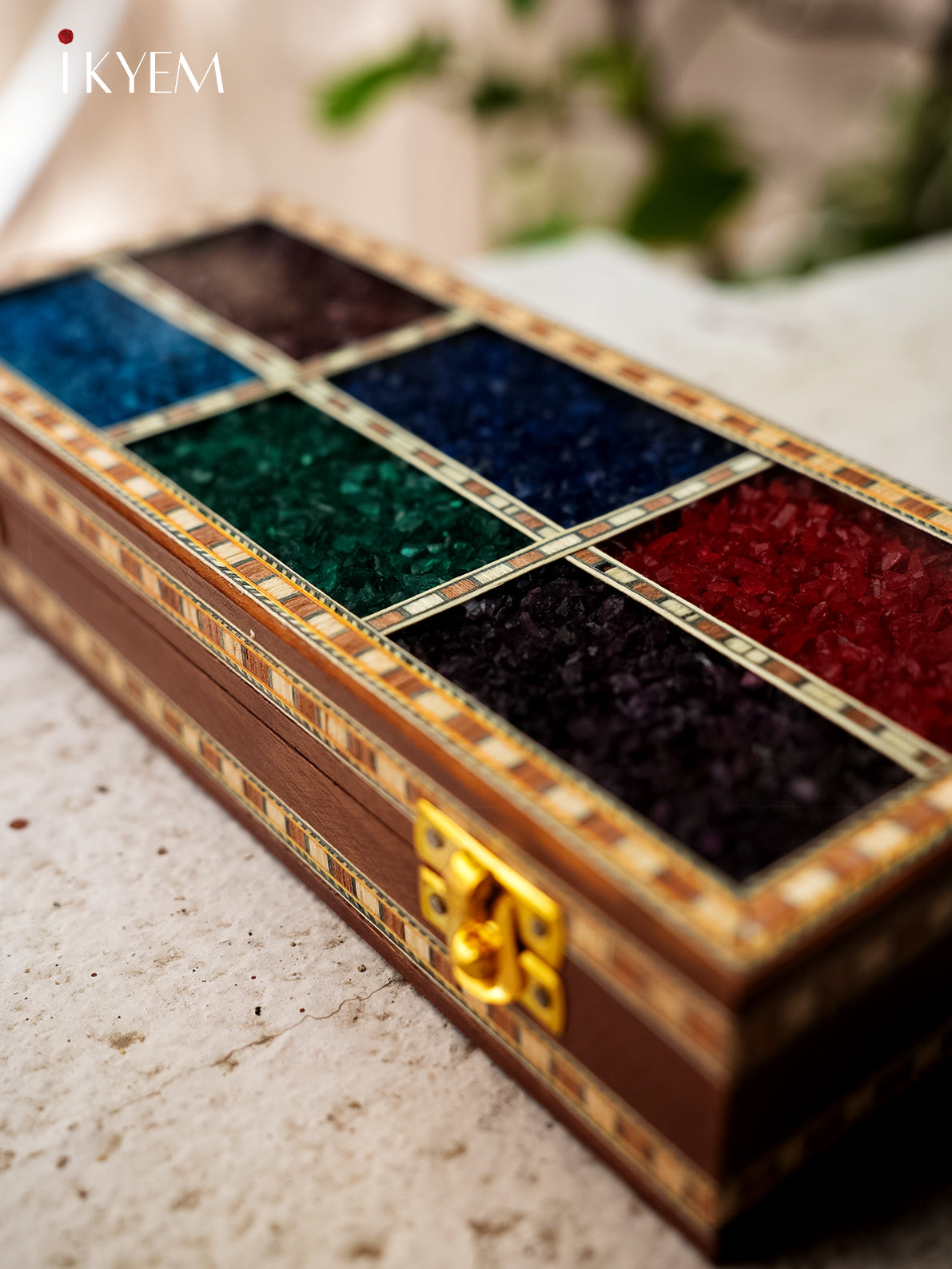 Wooden Storage Box With Pebbles