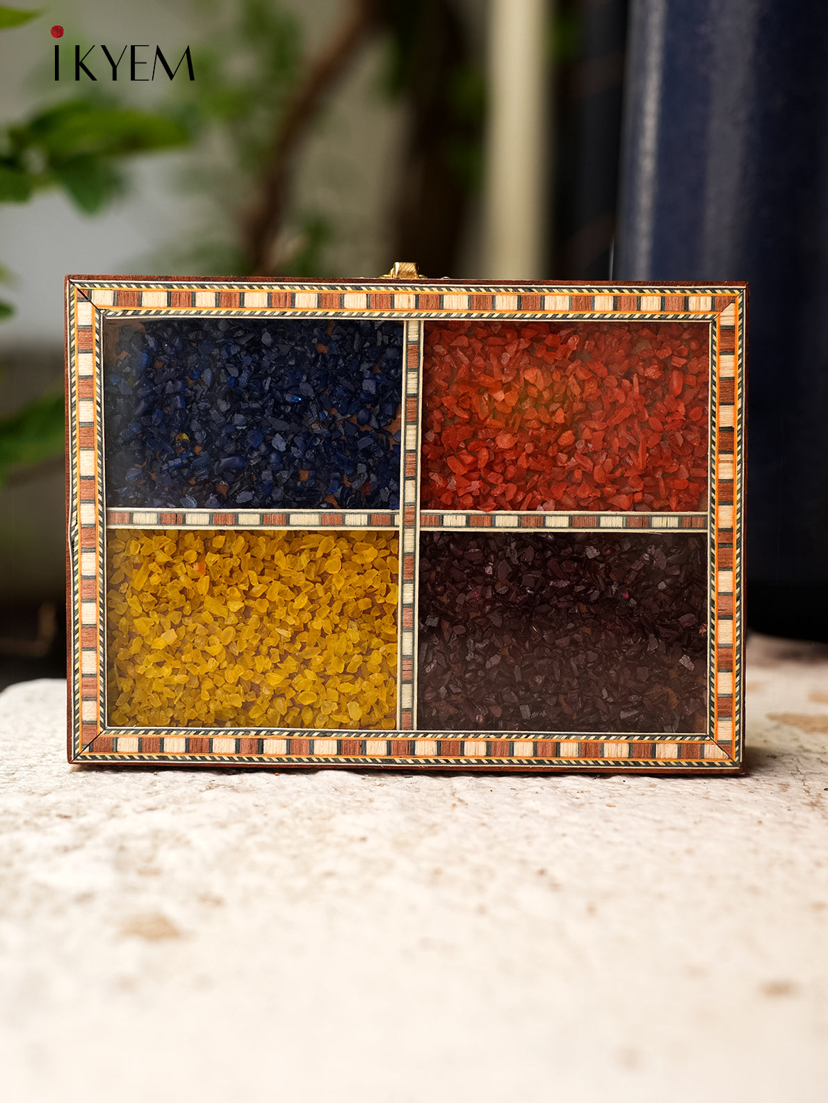 Wooden Storage Box With Pebbles