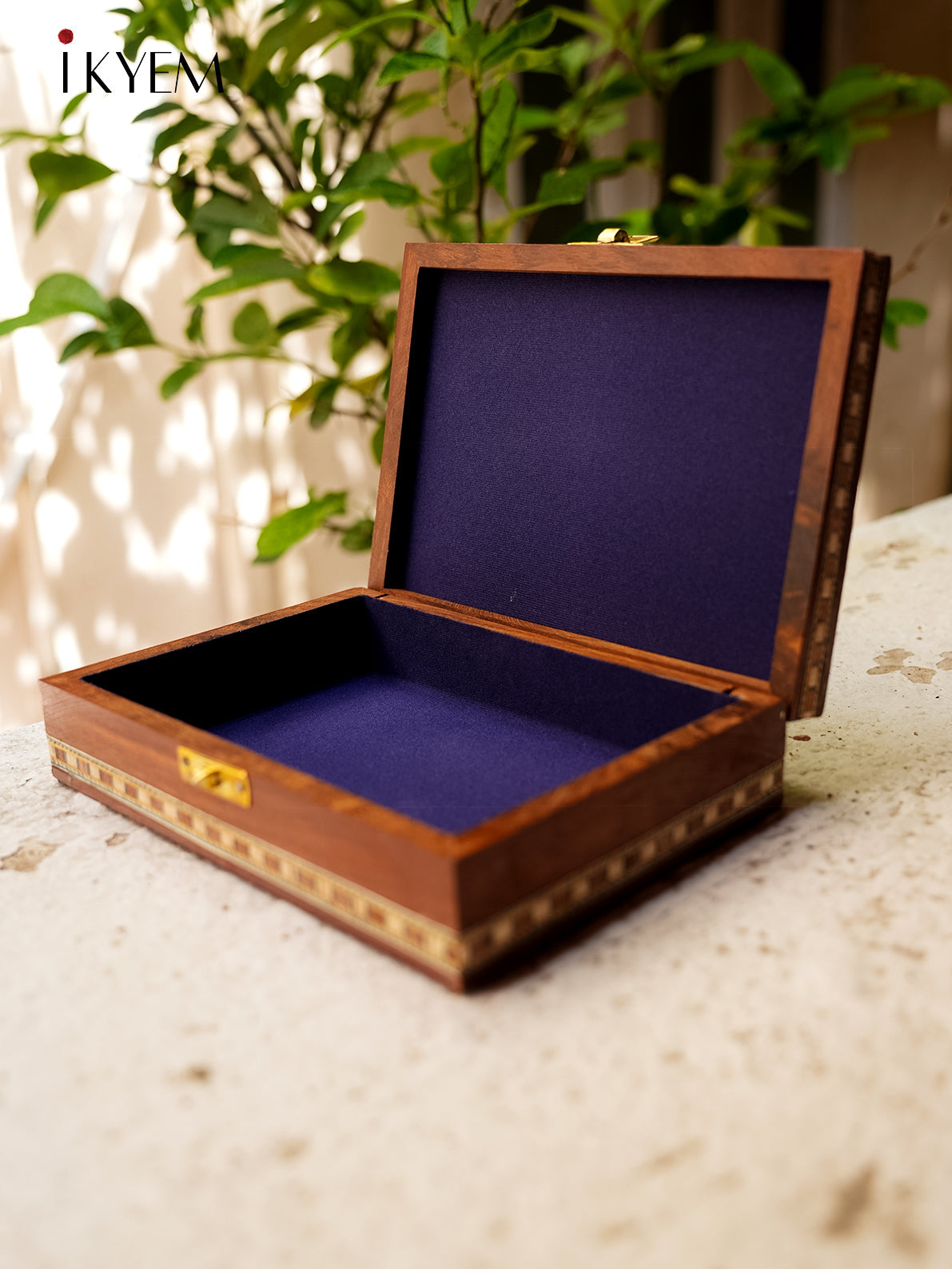 Wooden Storage Box With Pebbles