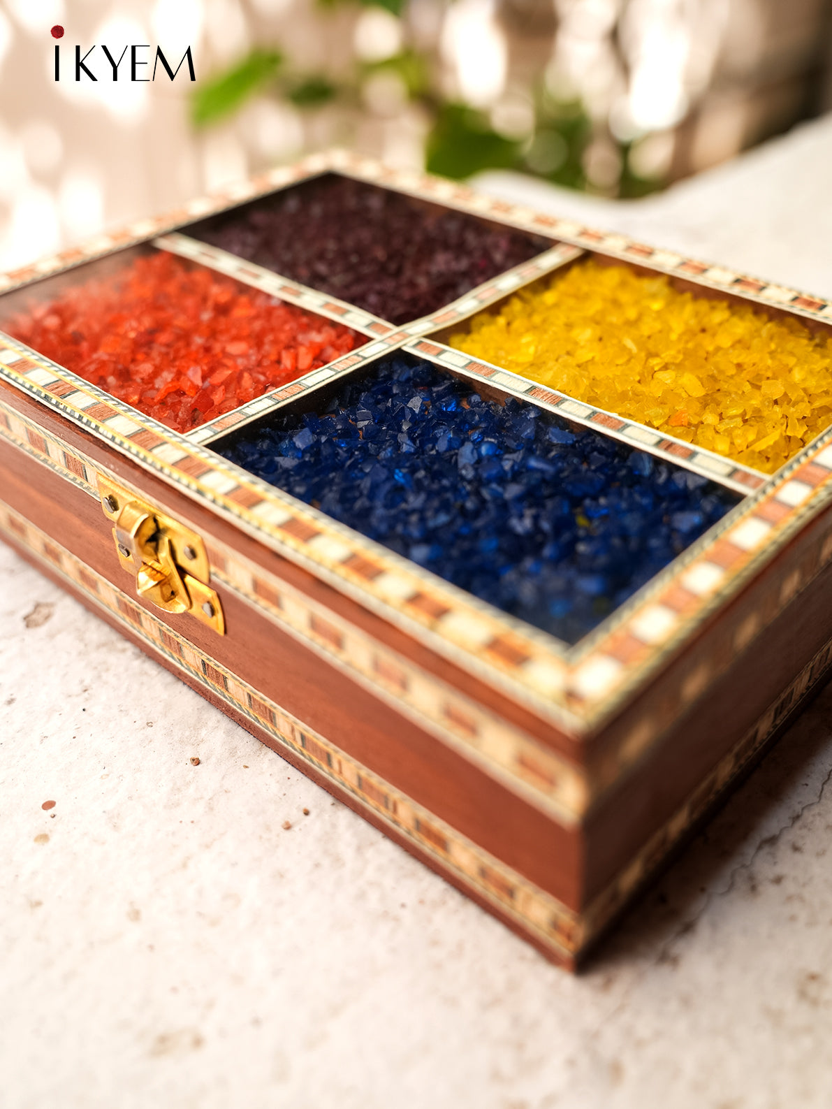 Wooden Storage Box With Pebbles