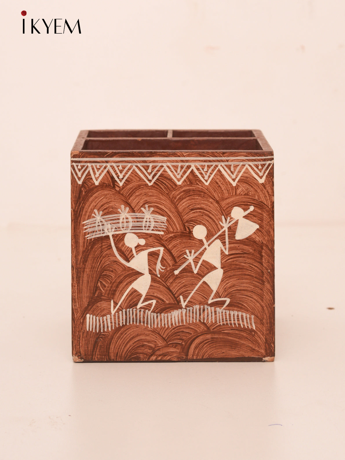 Warli Hand Painted Pen Stand