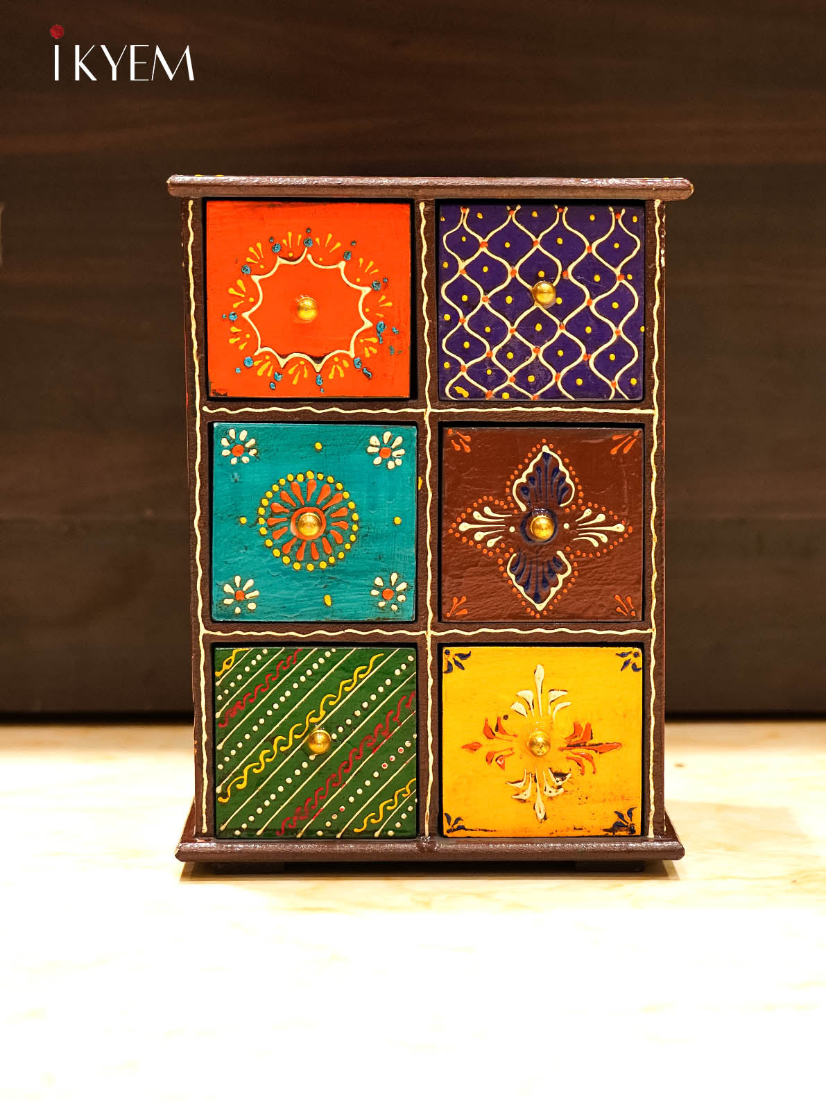 Handpainted Wooden storage 6 Door Box