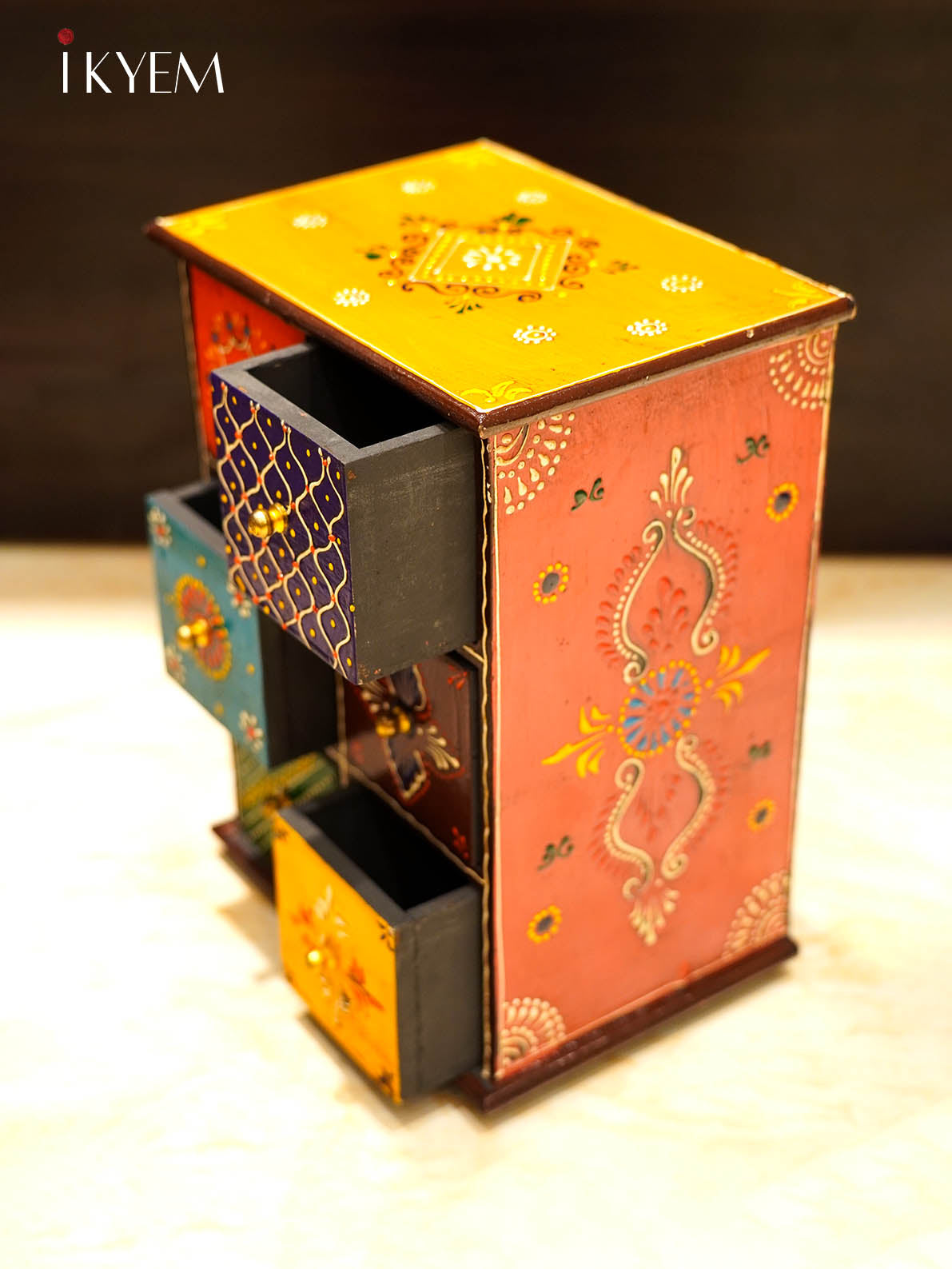 Handpainted Wooden storage 6 Door Box