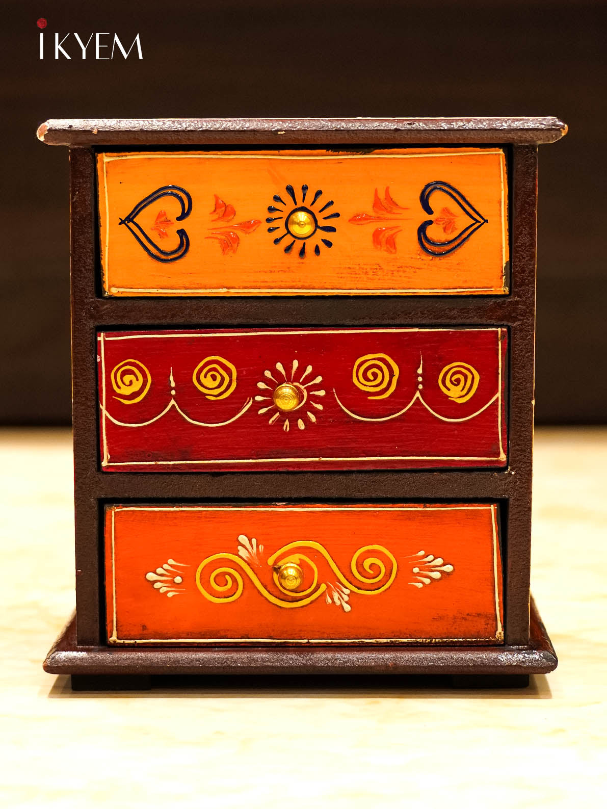 Handpainted Wooden Storage 3 Door Box