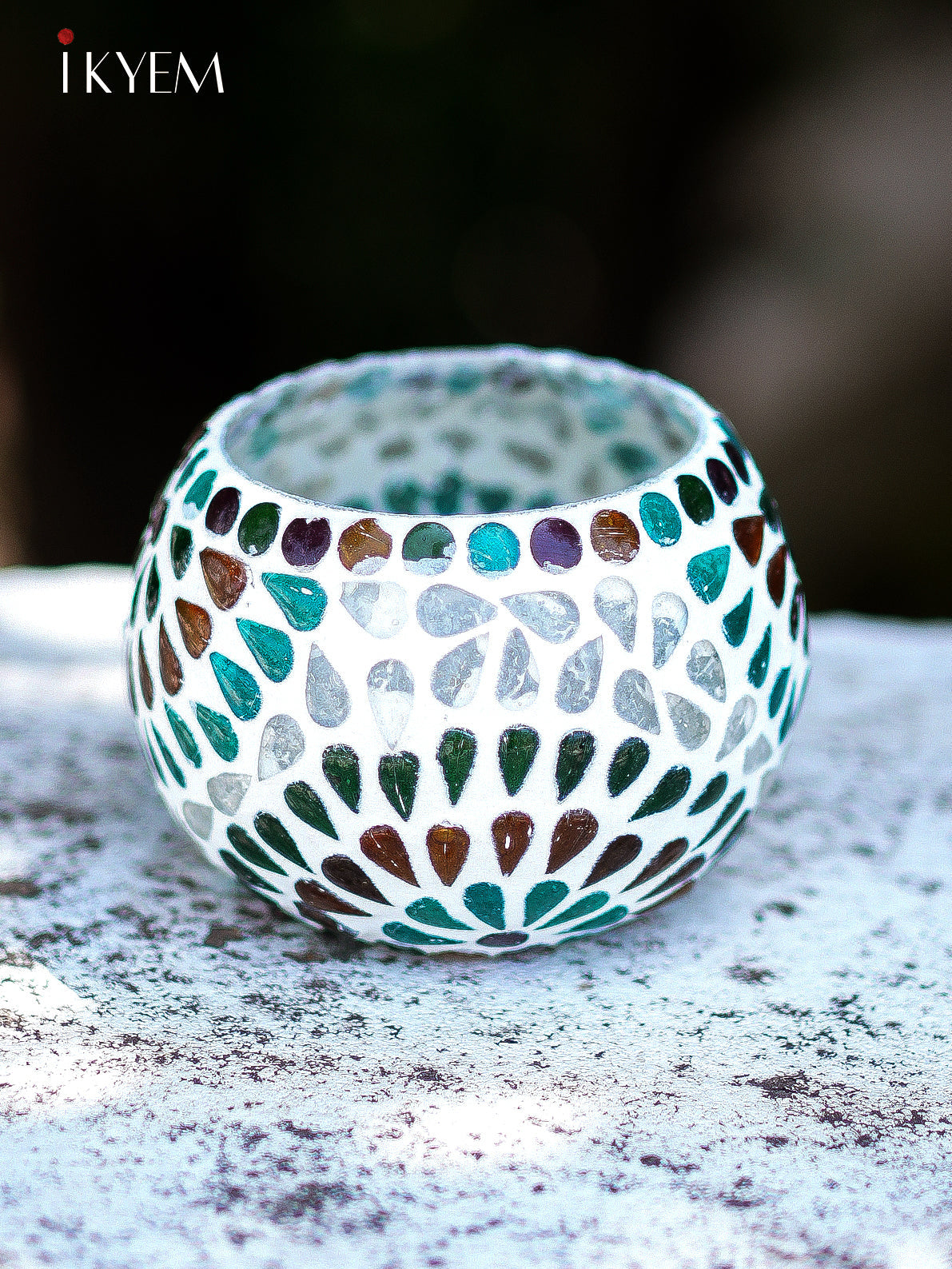 Mosaic Glass Floral TeaLight Candle Holder