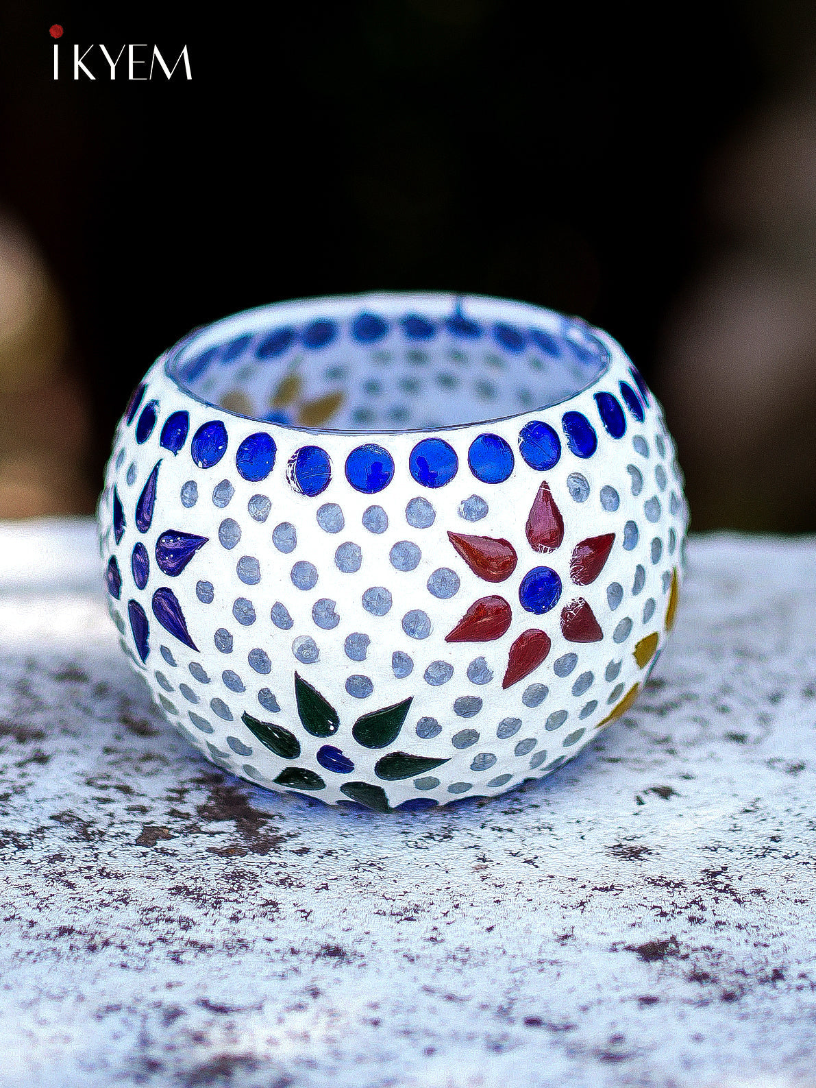 Mosaic Glass Floral TeaLight Candle Holder