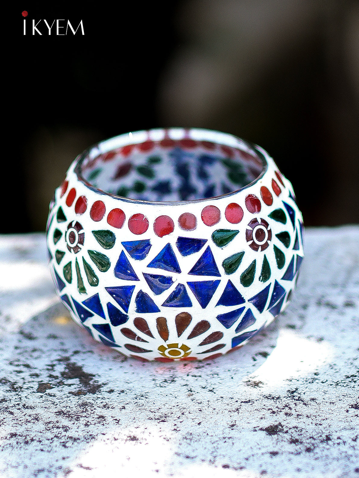 Mosaic Glass Floral TeaLight Candle Holder