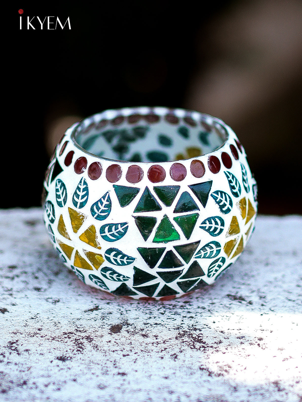 Mosaic Glass Floral TeaLight Candle Holder