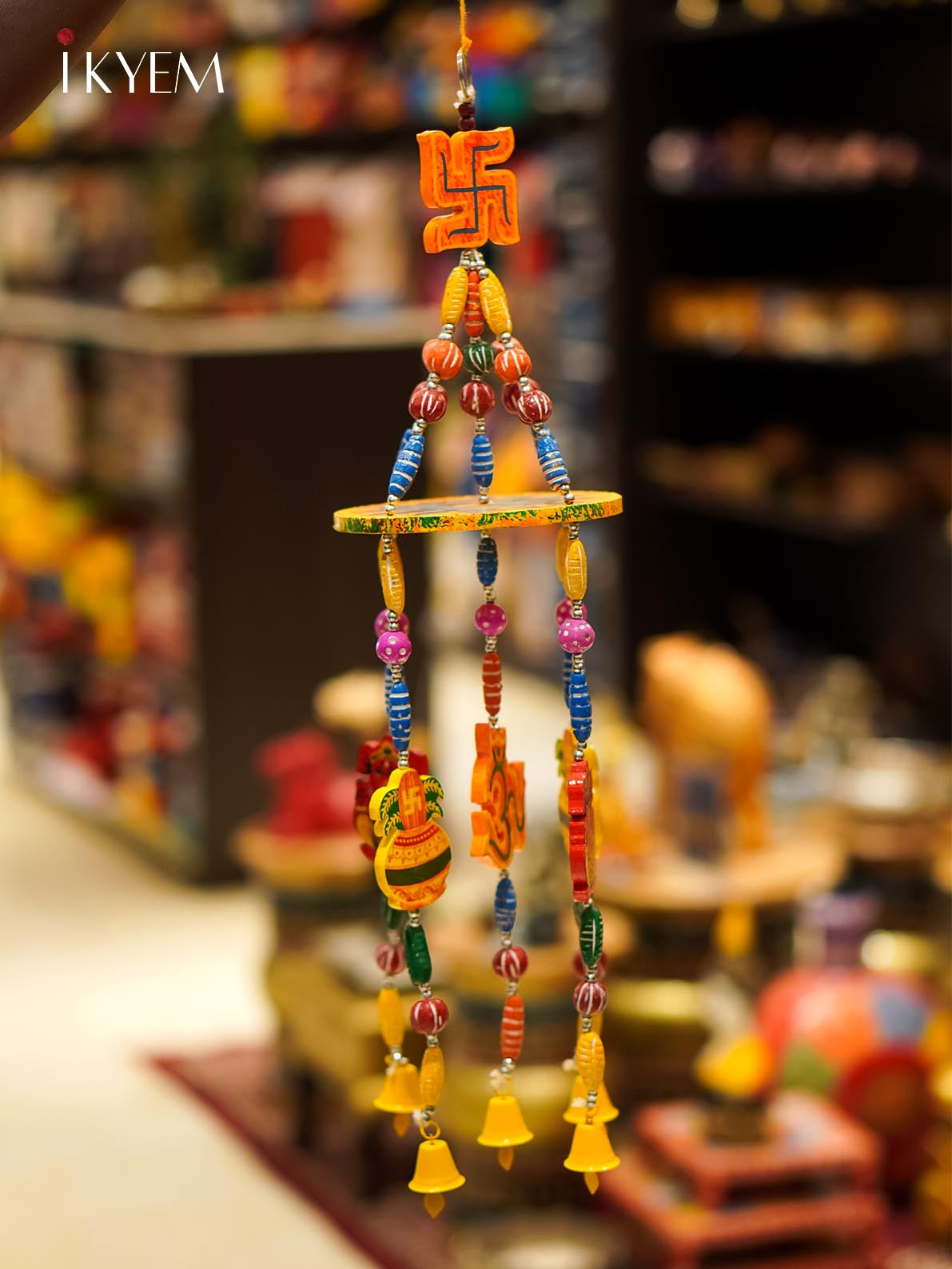 Handcrafted Wooden Swastik  Wind Chimes