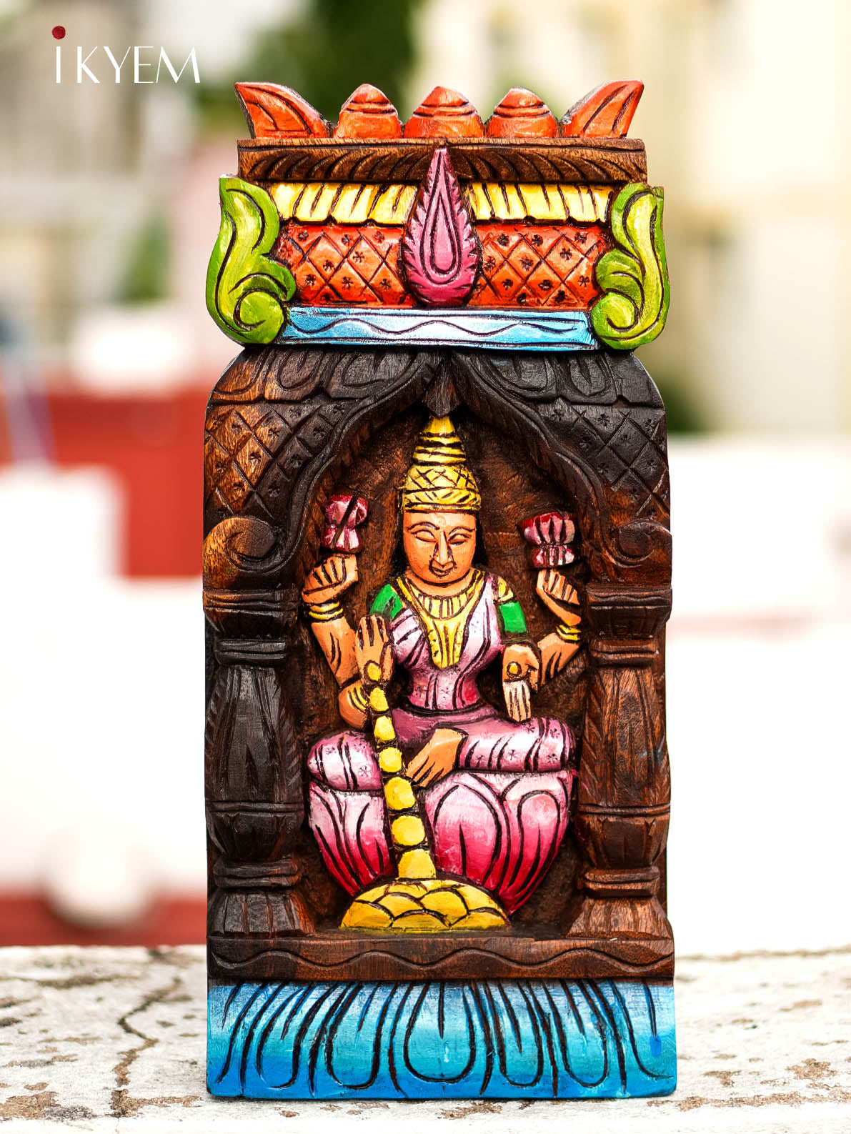 Hand painted Wooden Lakshmi Temple Panel