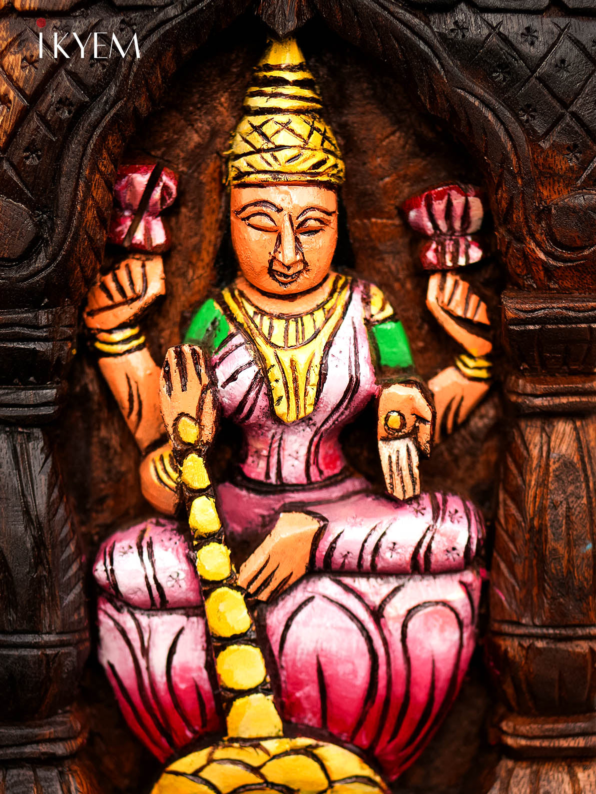 Hand painted Wooden Lakshmi Temple Panel