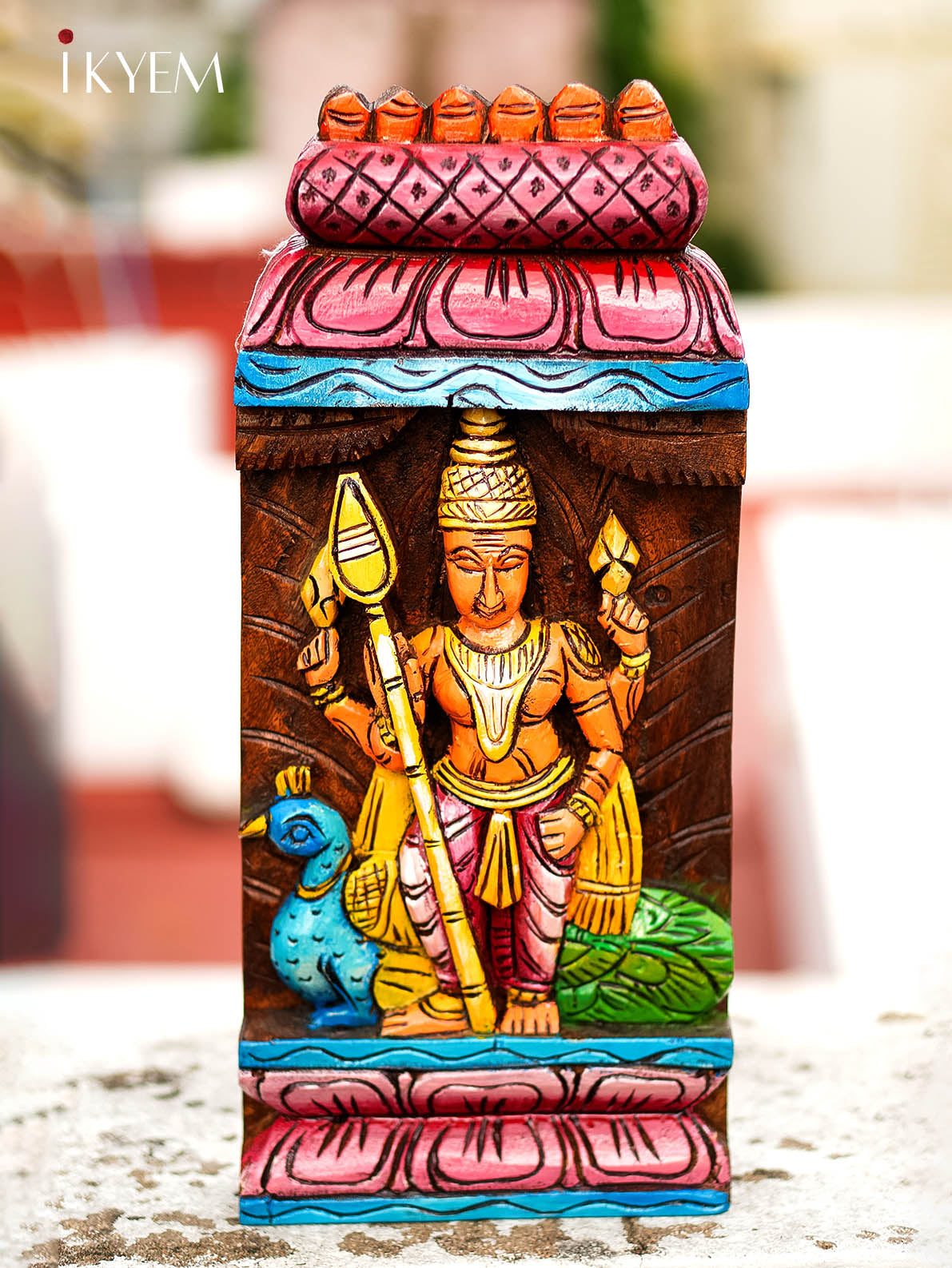 Hand painted Wooden Lord Muruga Temple Panel