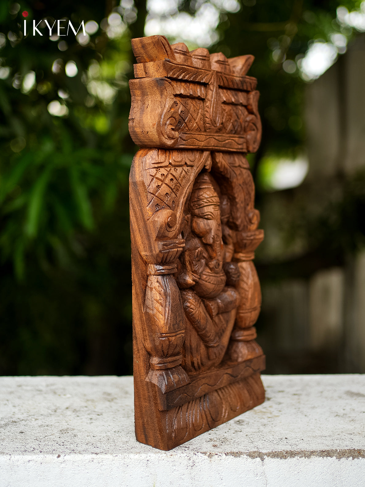 Hand Carved Ganesha in temple Frame