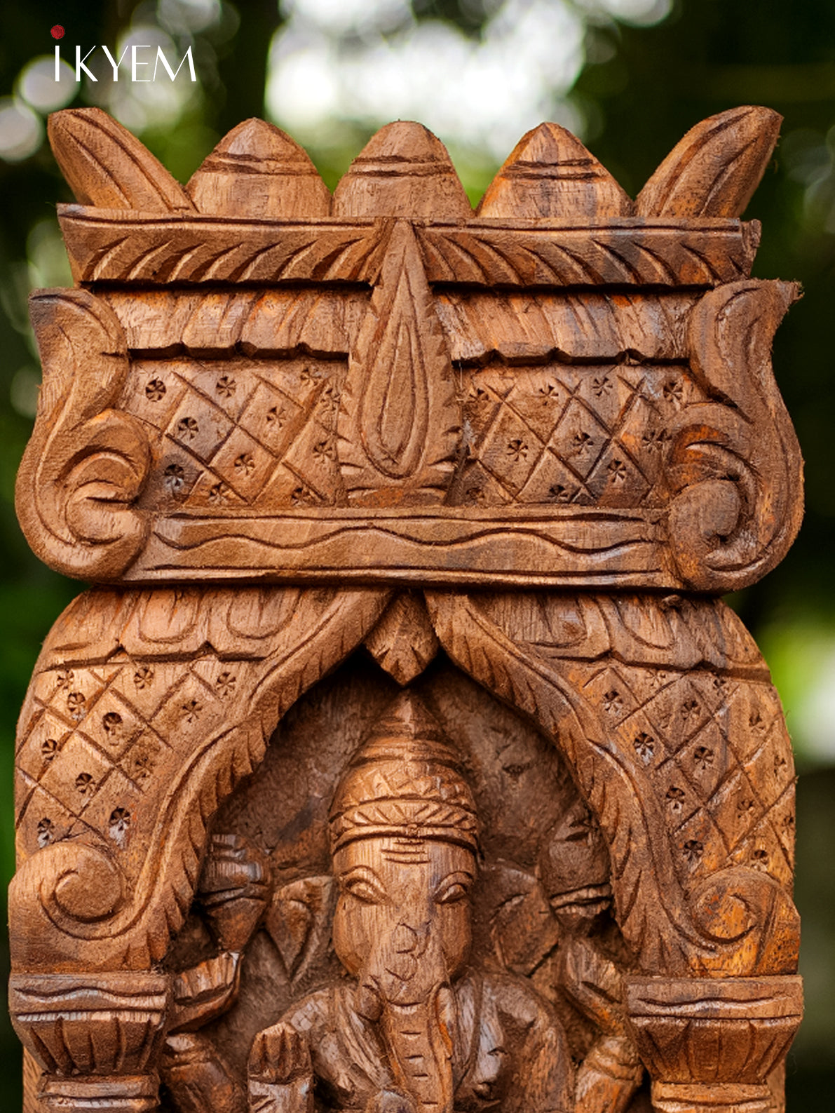 Hand Carved Ganesha in temple Frame