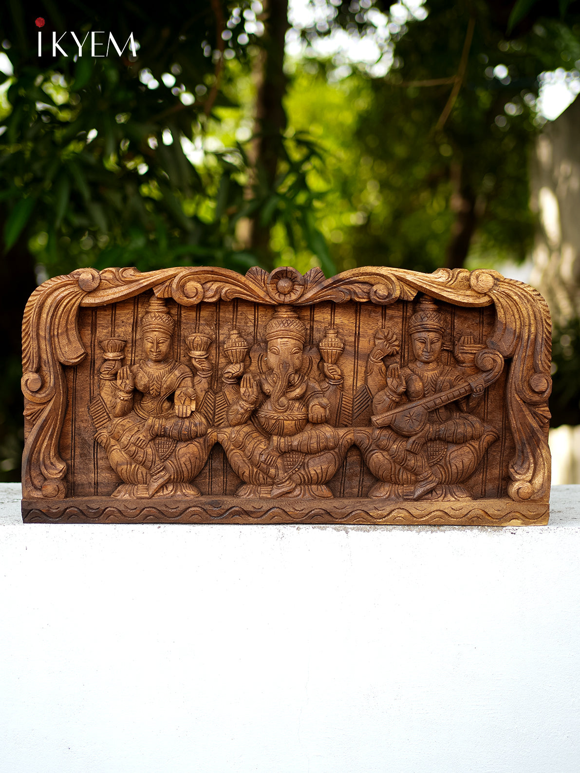 Hand Carved Wooden Ganesha , Lakshmi , Saraswathy