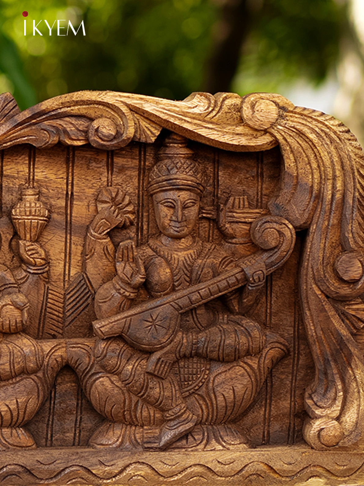 Hand Carved Wooden Ganesha , Lakshmi , Saraswathy