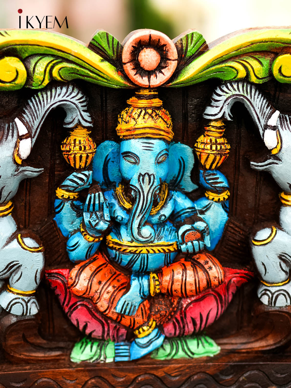 Hand Carved Wooden Ganesha in Frame