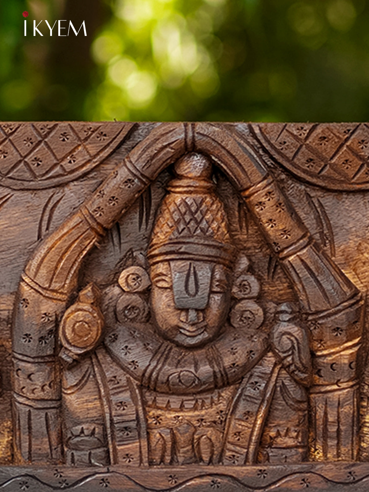 Hand Carved Balaji Sangu Chakram Panel