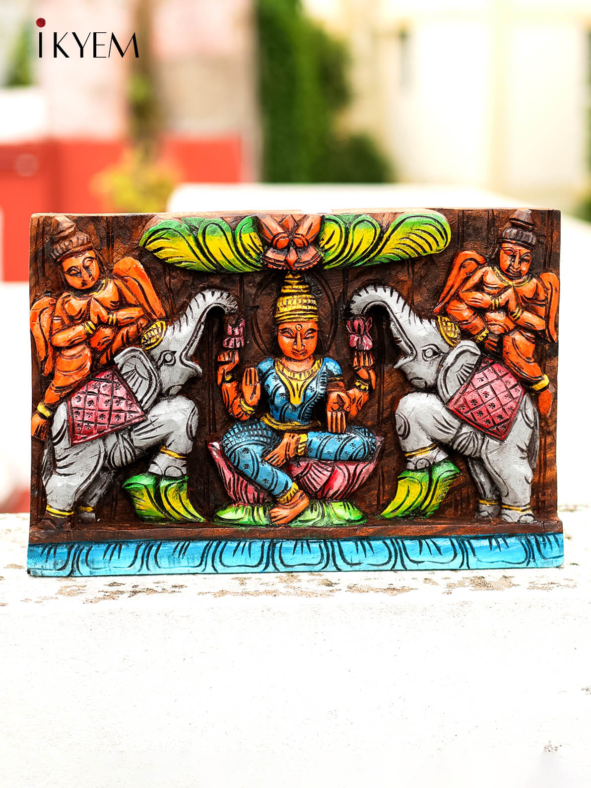 Hand Carved Lakshmi with elephants