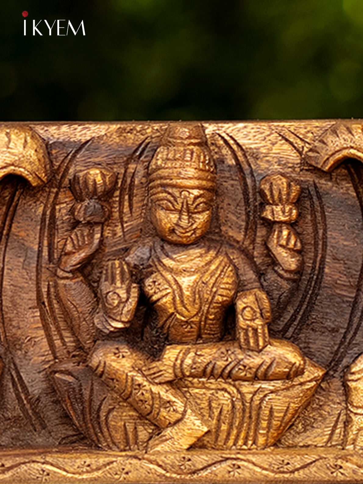 Wooden Gaja Lakshmi Wall Panel