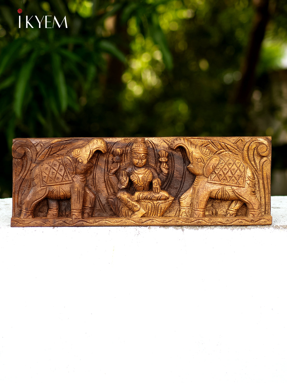 Wooden Gaja Lakshmi Wall Panel