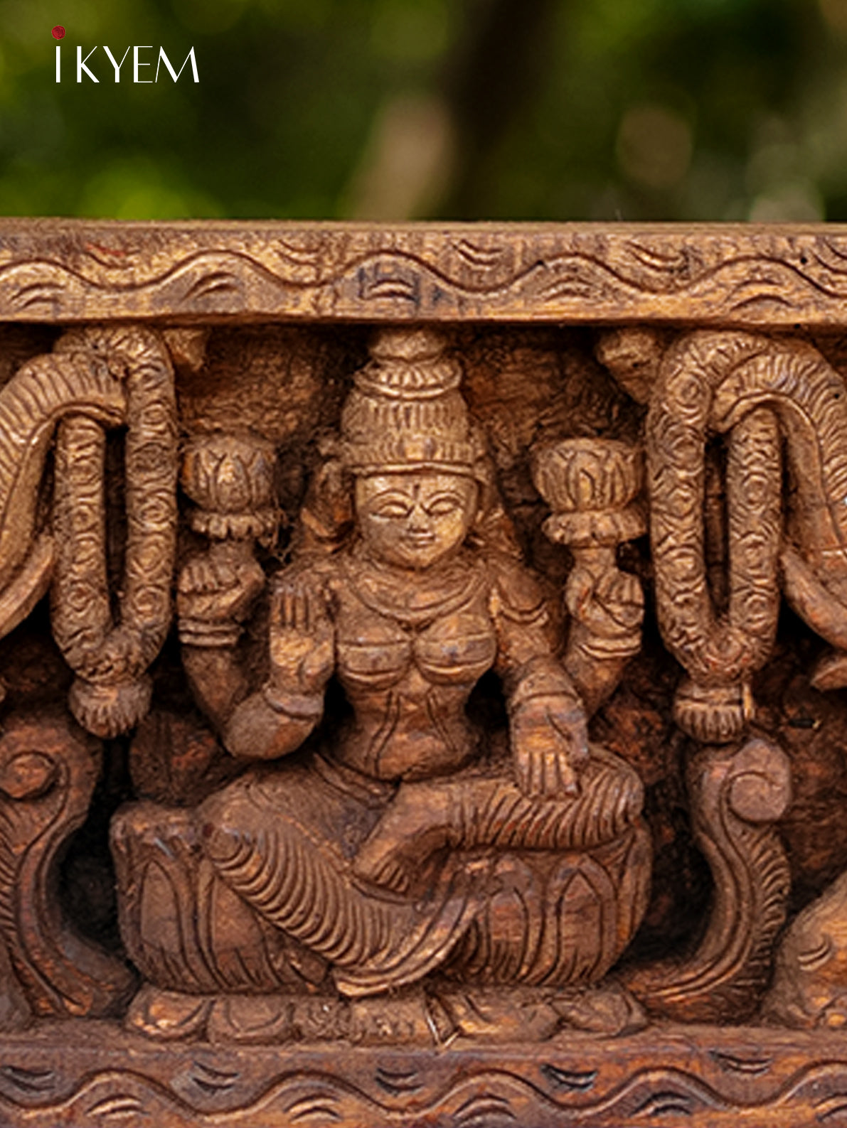 Hand Carved Lakshmi Panel with Elephant