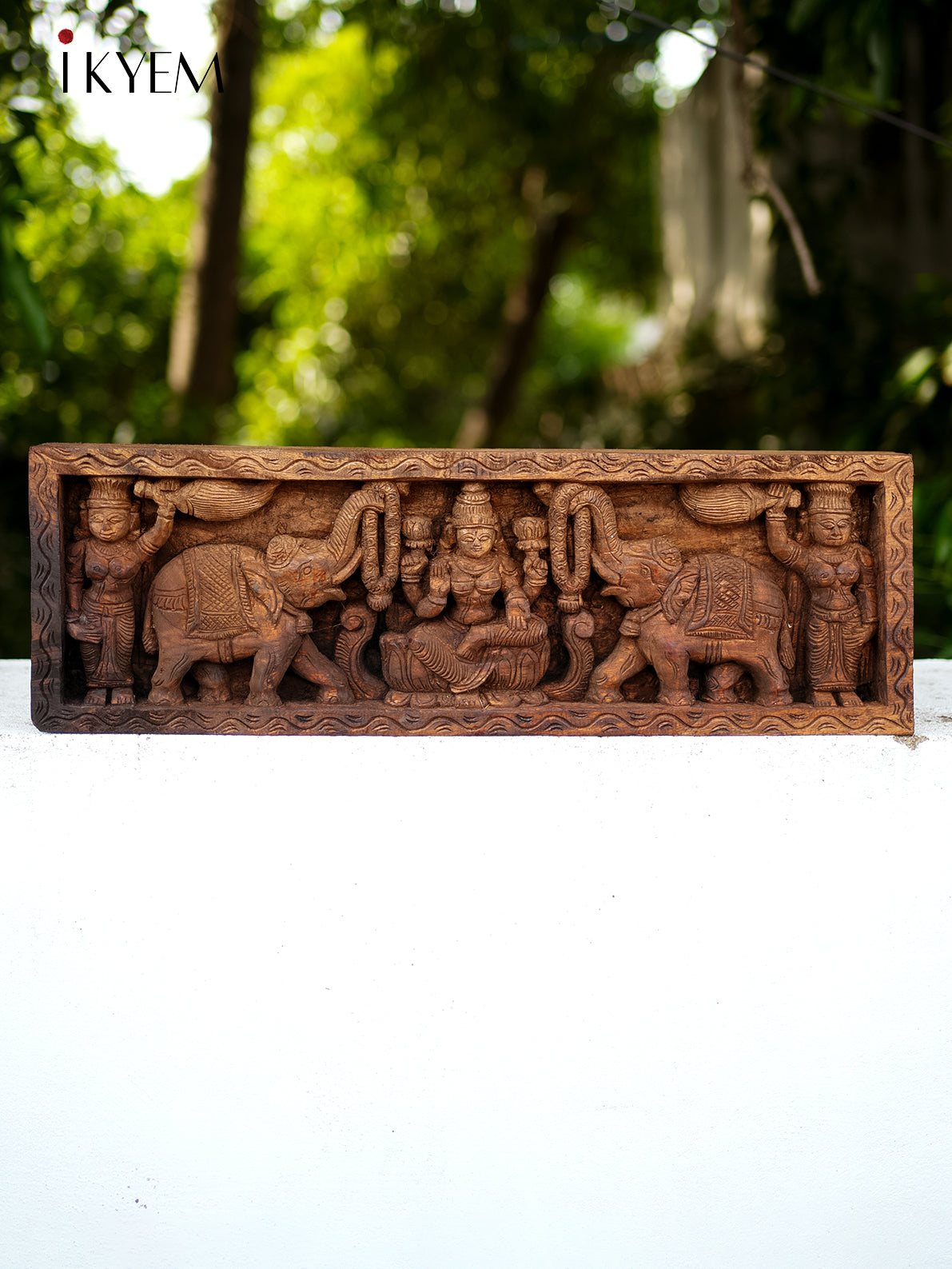 Hand Carved Lakshmi Panel with Elephant