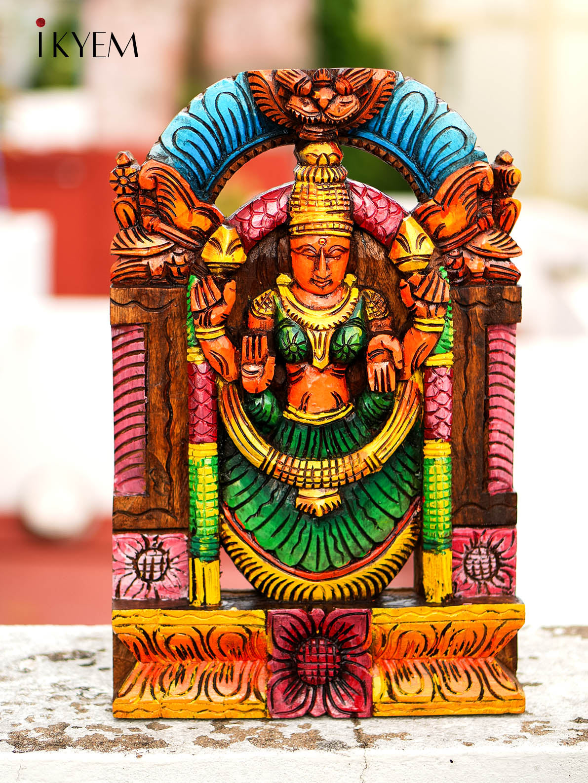 Hand painted wooden lord Lakshmi