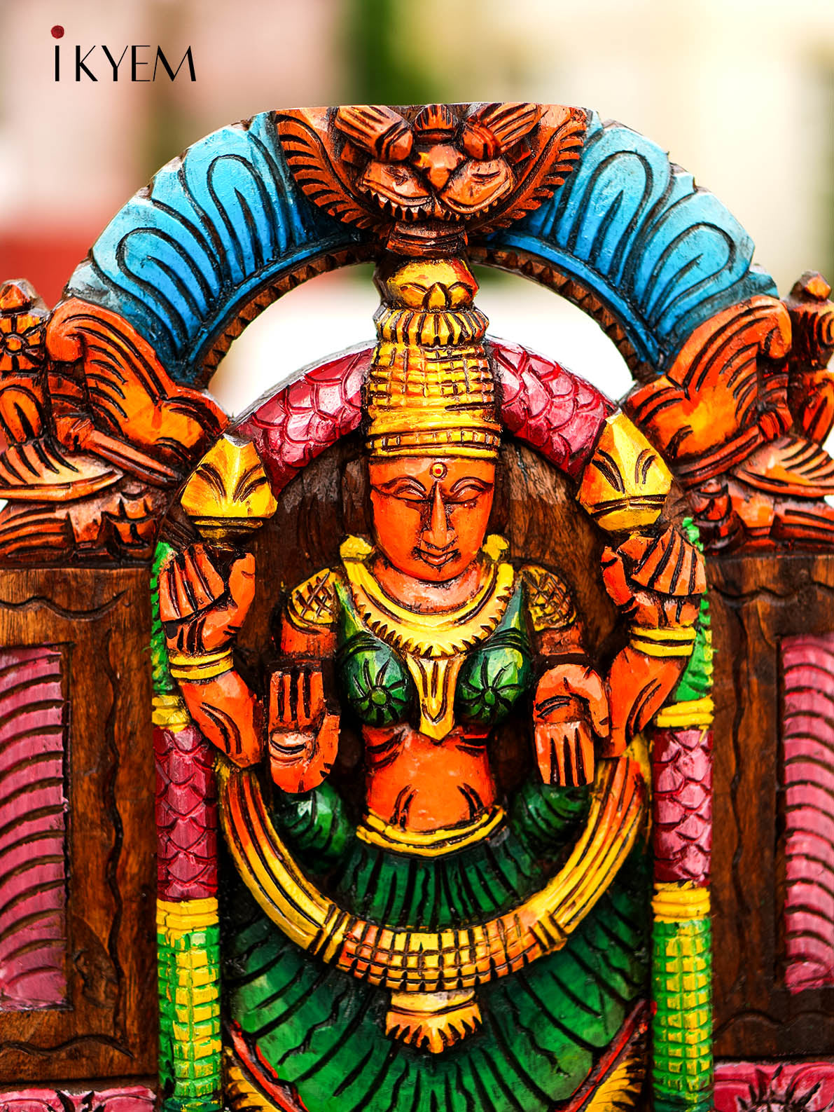 Hand painted wooden lord Lakshmi