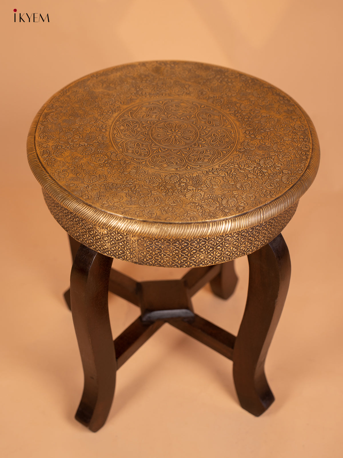 Brass Wood Stool with Drawer - 4GJ11015