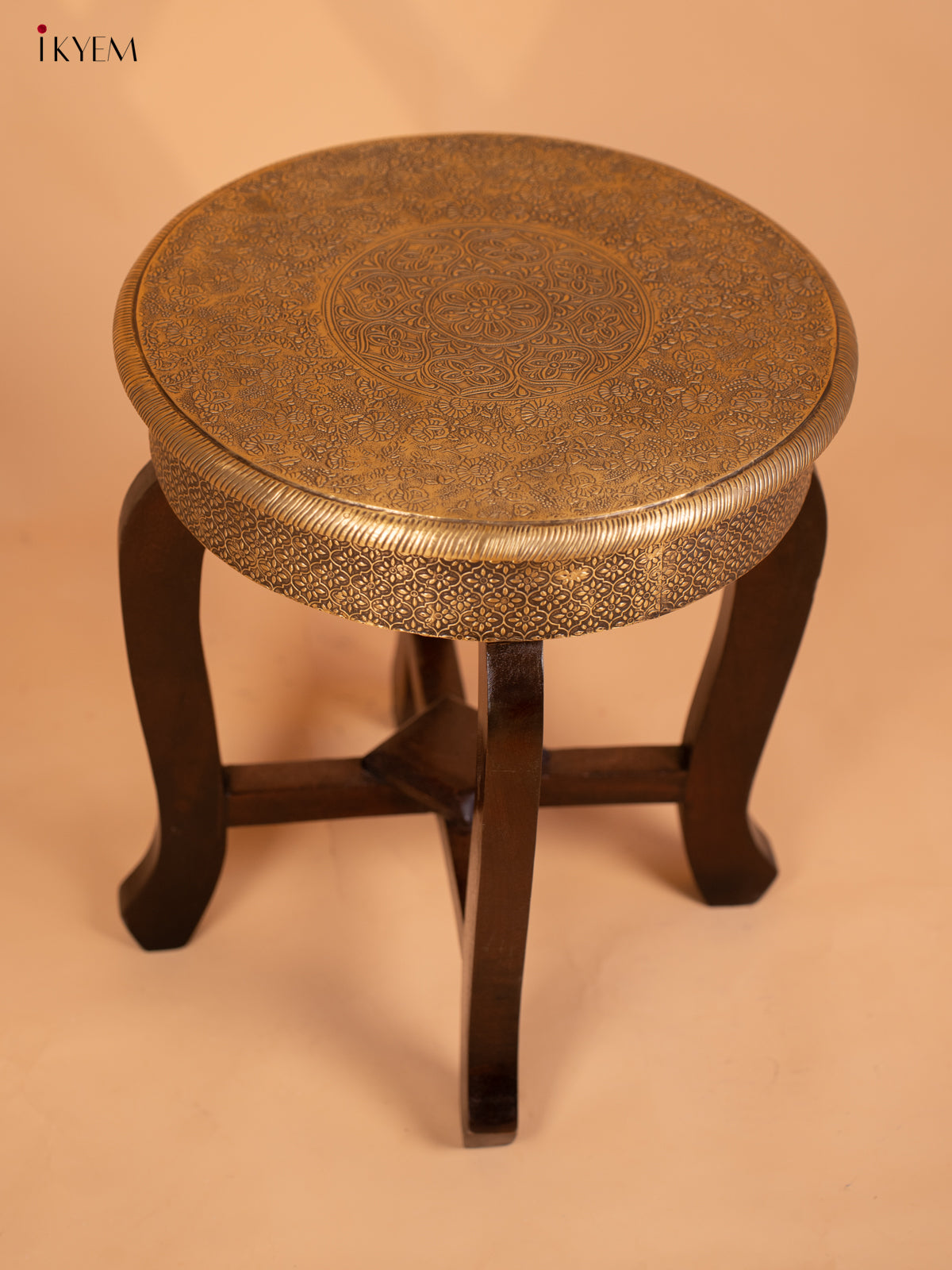 Brass Wood Stool with Drawer - 4GJ11015