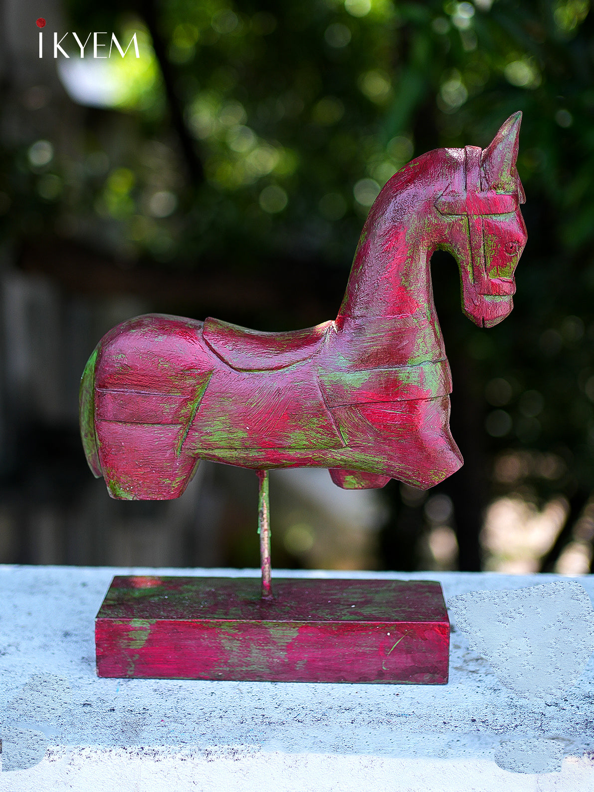 Wooden Horse Stand (Dark Pinkish Red)