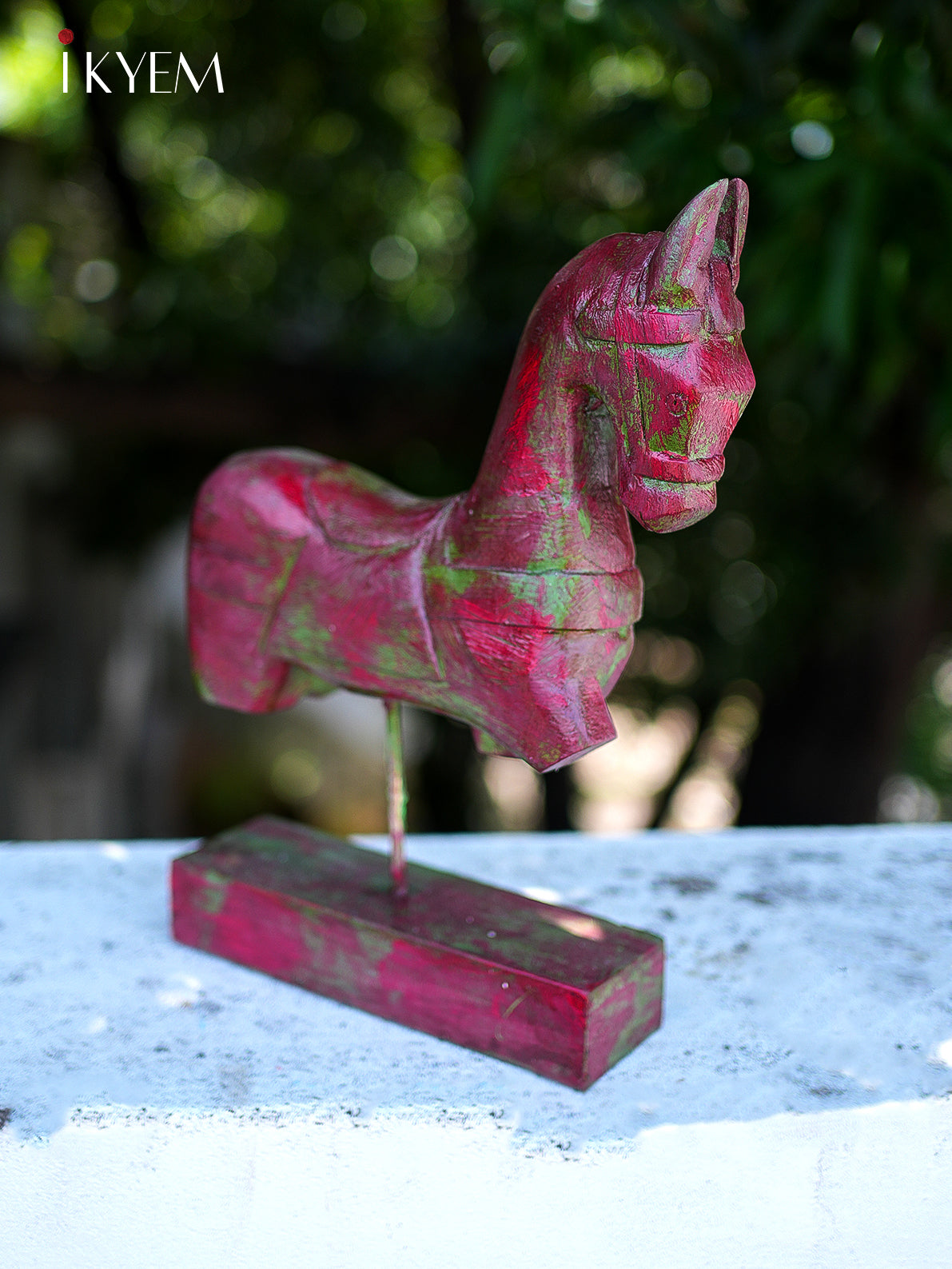 Wooden Horse Stand (Dark Pinkish Red)