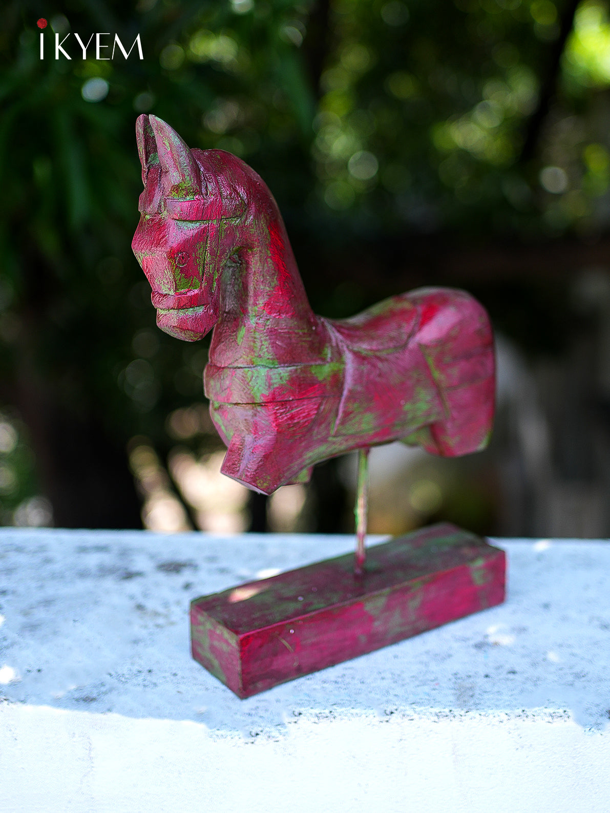 Wooden Horse Stand (Dark Pinkish Red)