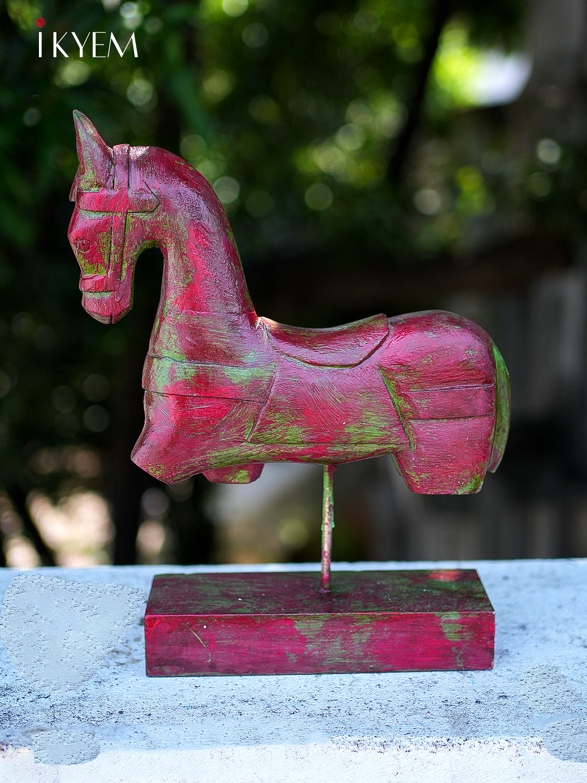 Wooden Horse Stand (Dark Pinkish Red)