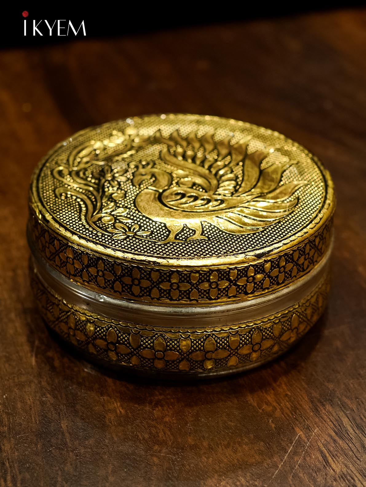 Gold Oxidized Peacock Dabba - 4GJ13034