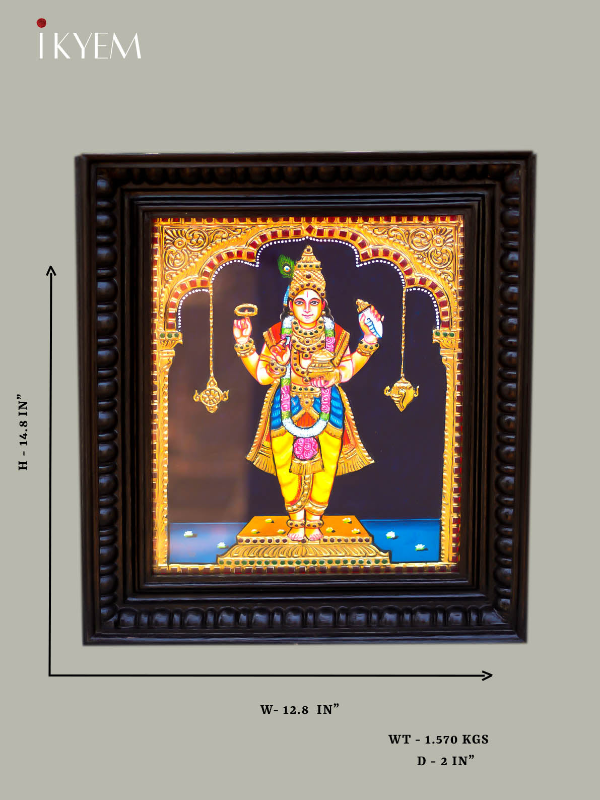 Lord Vishnu Tanjore Painting 14 * 12 inches