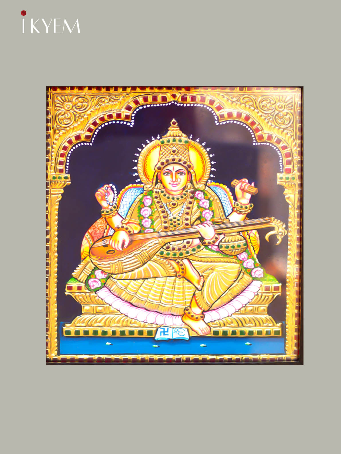 Goddess Saraswathy - Tanjore Painting 15 * 13 inches