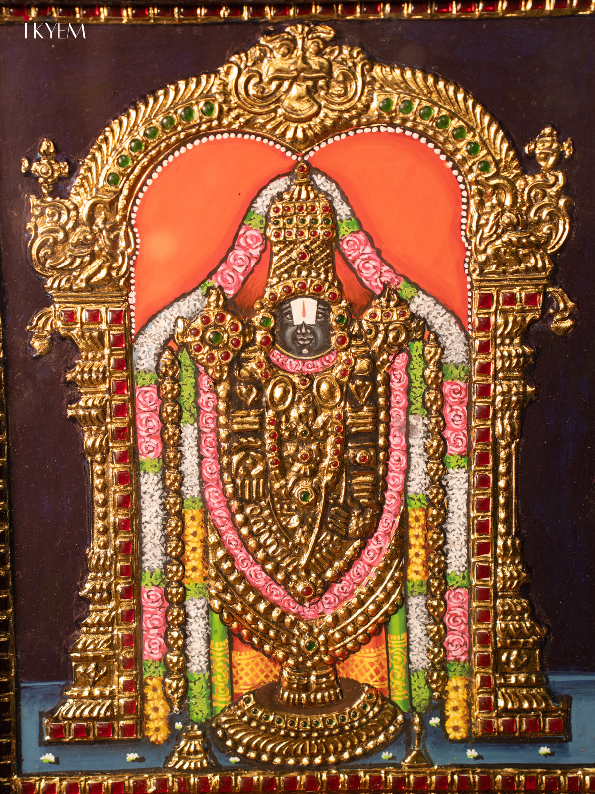 Lord Balaji - Tanjore Painting 15* 13 inches - 4HJ01014