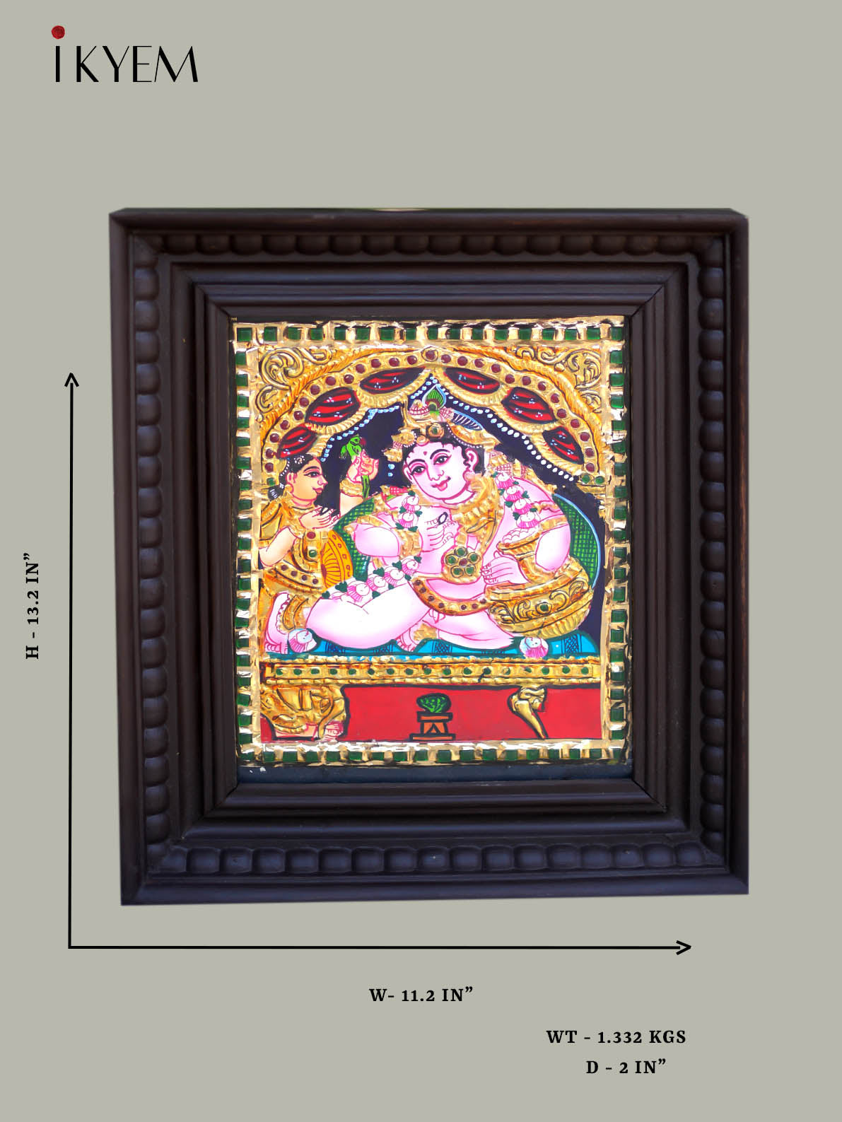 Krishna - Tanjore Painting 13 * 11 inches