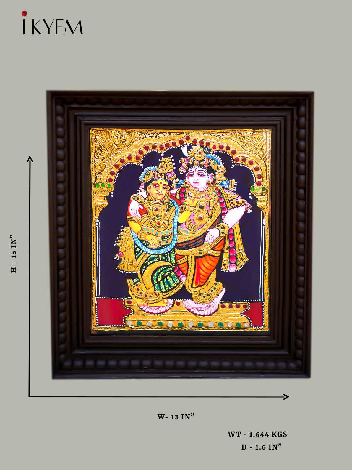 Radha Krishna -  Tanjore Painting 15* 13"